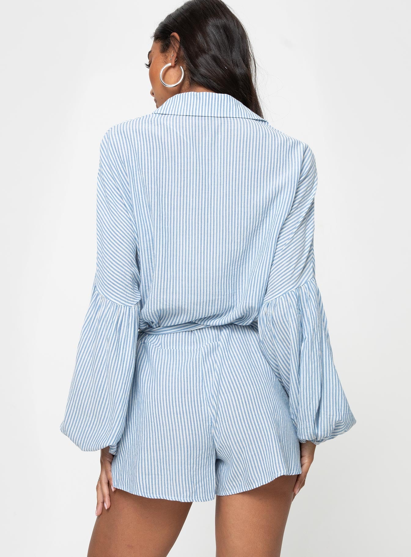 Megz Long Sleeve Romper Blue