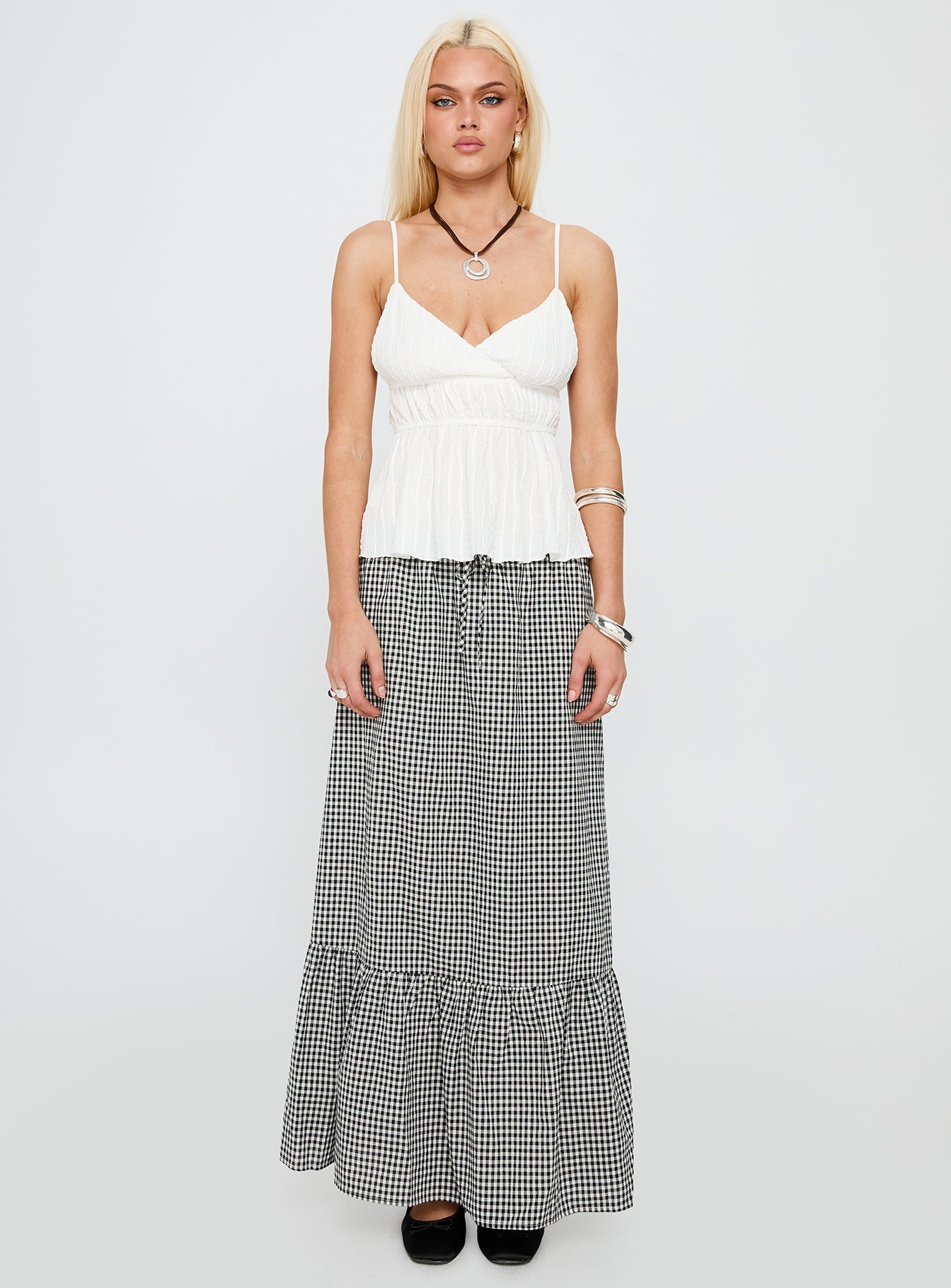 Modern Girl Maxi Skirt Black / White Gingham