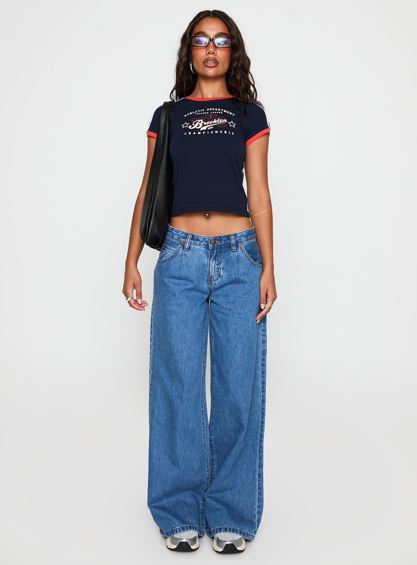 Supercut Low Rise Baggy Pleat Jeans Mid Blue