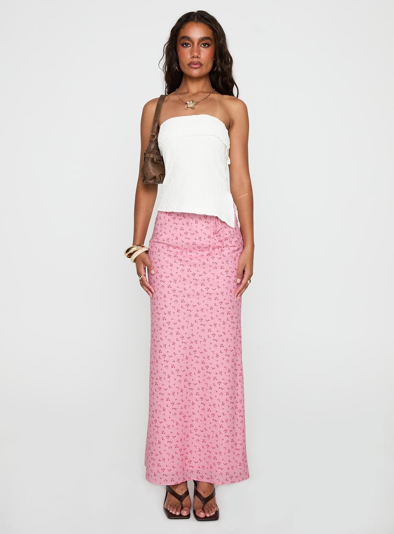 Gorgina Tie Maxi Skirt Pink Multi