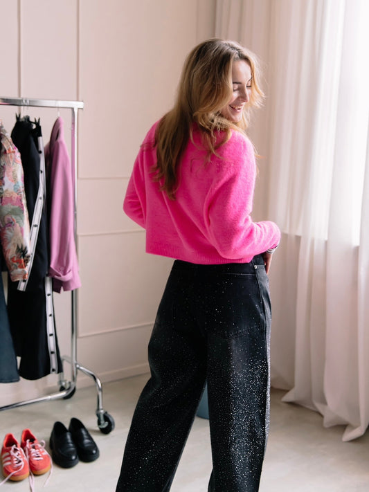 Abbey Balloon Strass Jeans - Washed Black