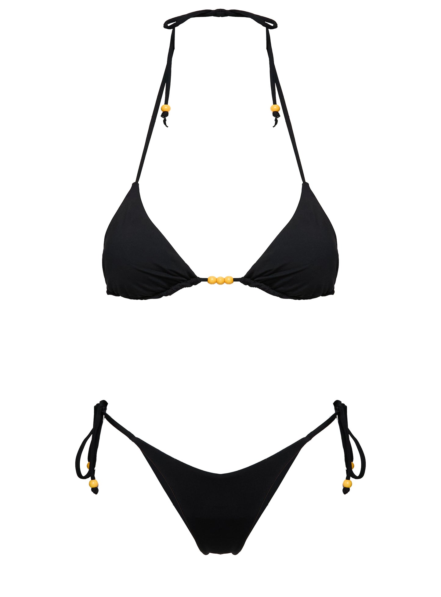 Nevaeh Beaded Triangle Bikini Top Black