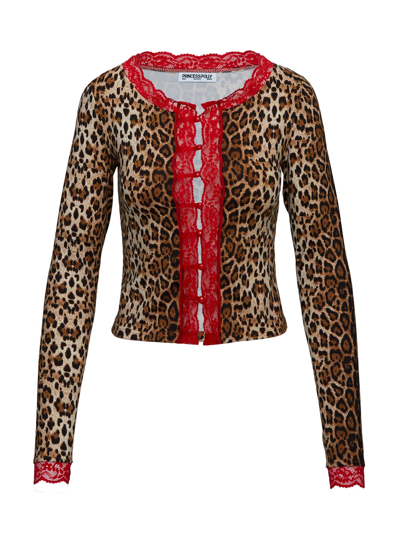 Pour It Up Long Sleeve Button Detail Top Leopard
