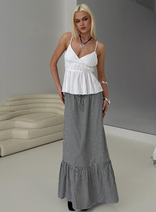 Modern Girl Maxi Skirt Black / White Gingham