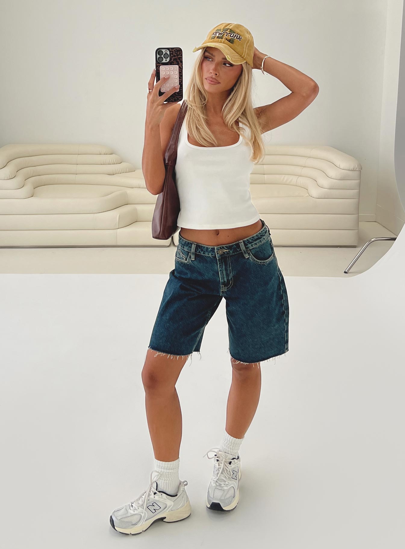 Cult Classic Longline Denim Shorts Vintage Wash