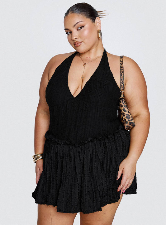 Mixie Halter Romper Black Curve