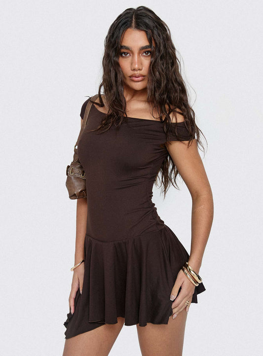 Got That Sense Strapless Playsuit Brown