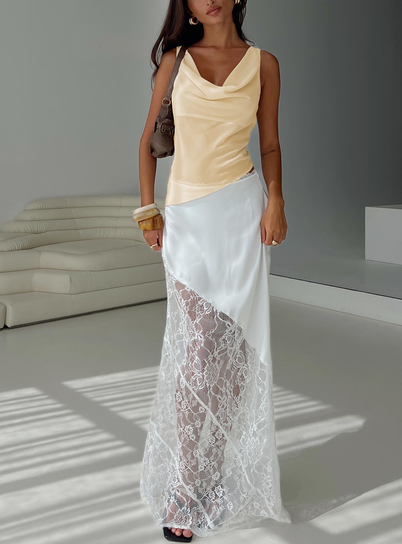 Castelli Lace Maxi Skirt White
