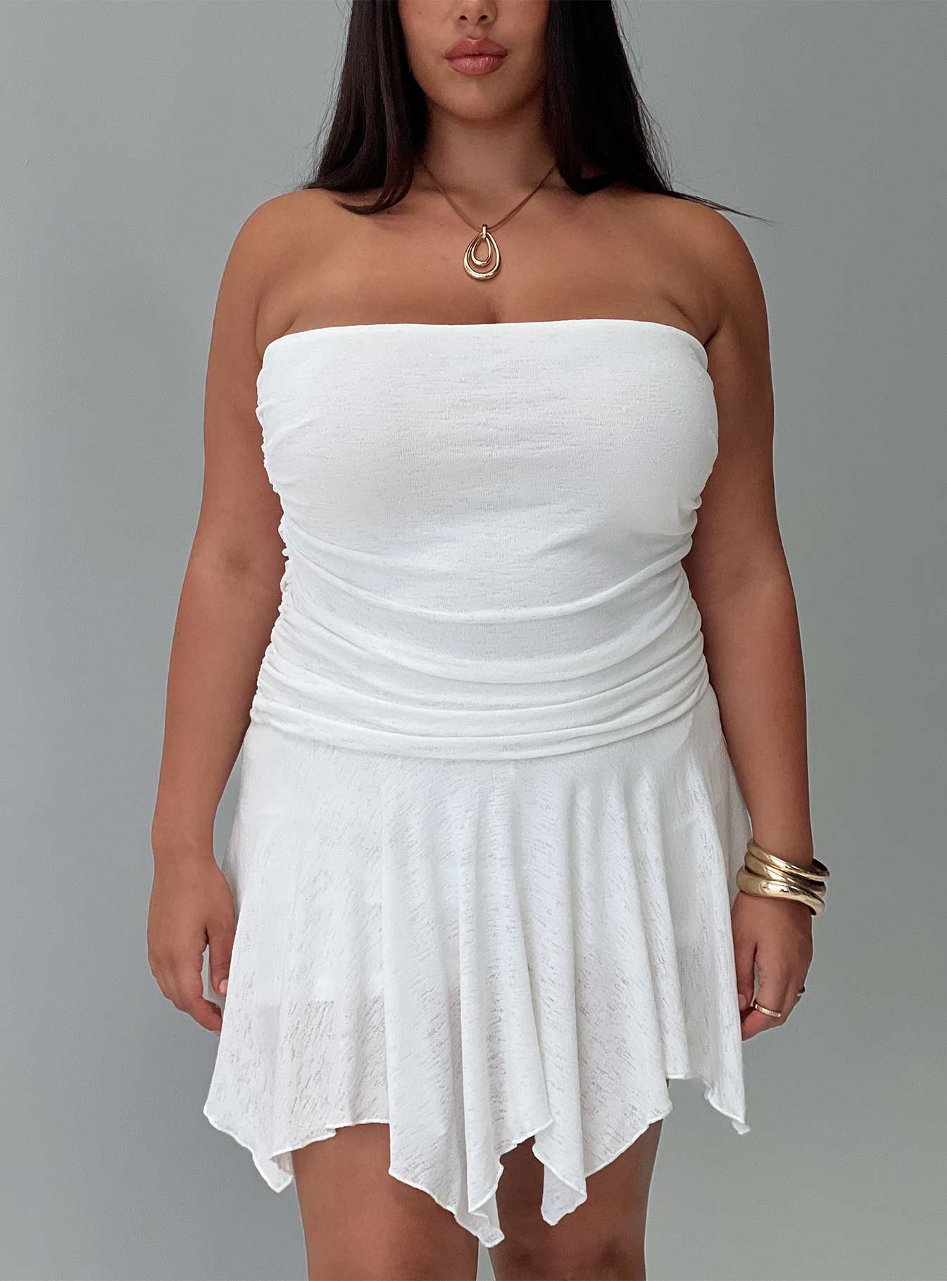 Minxie Strapless Playsuit White Curve
