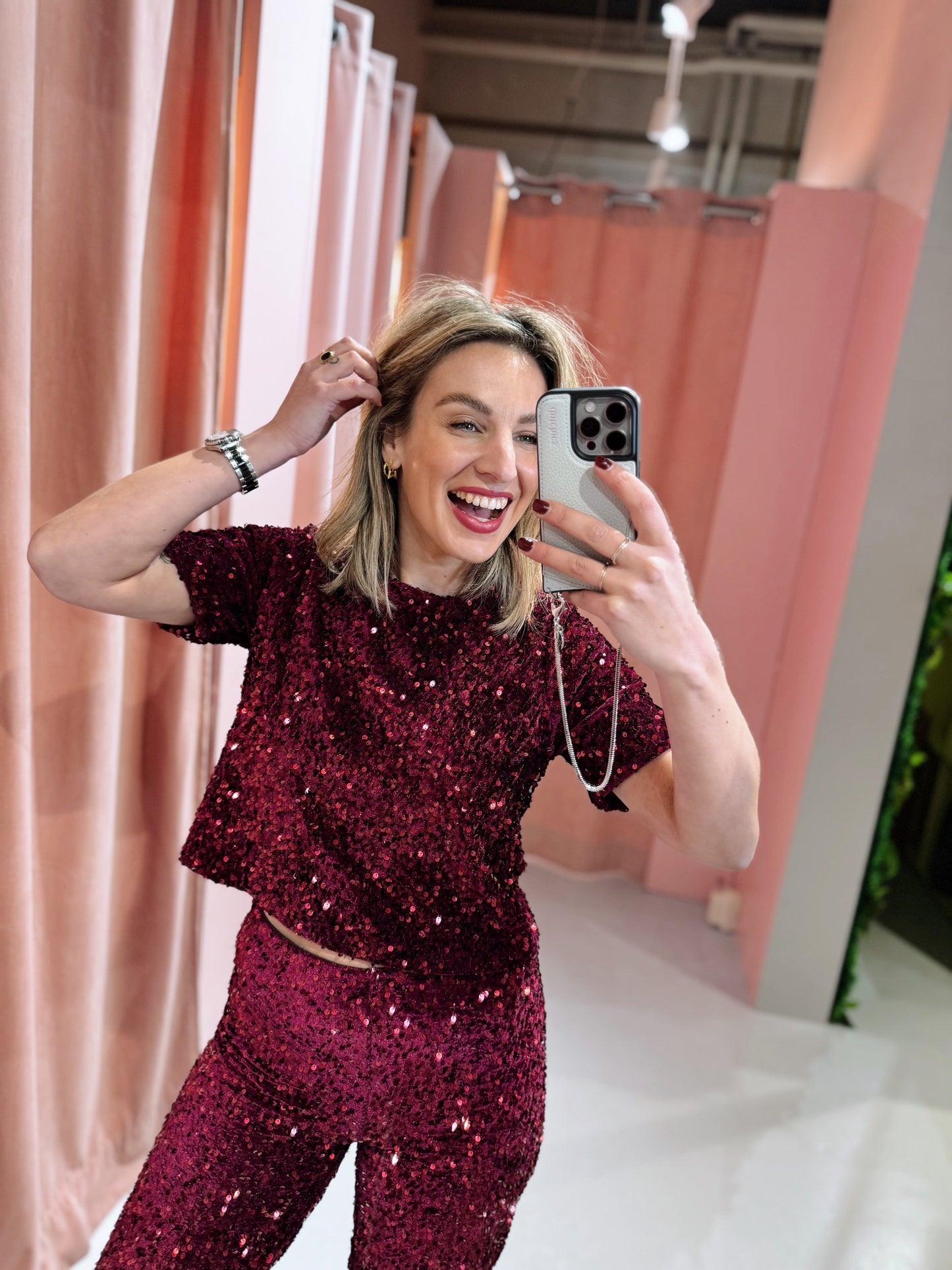 Mila Paillet Pants - Burgundy