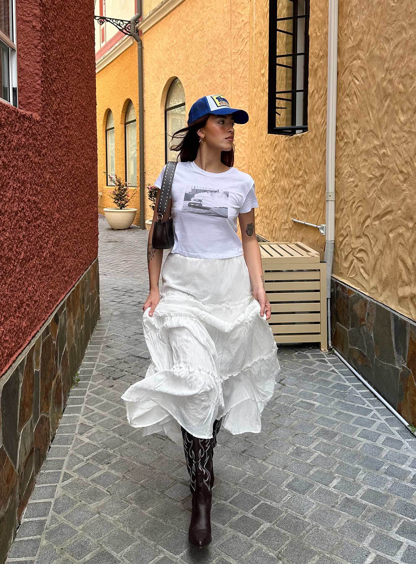 Miriah Maxi Skirt White Low Impact