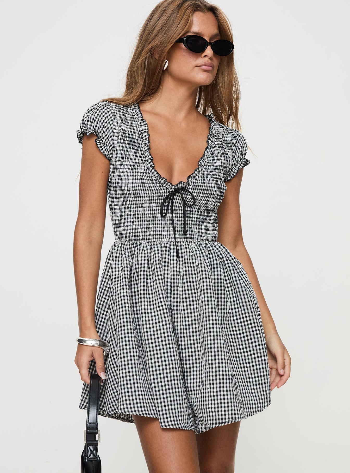 Wescott Gingham Playsuit Black / White Petite