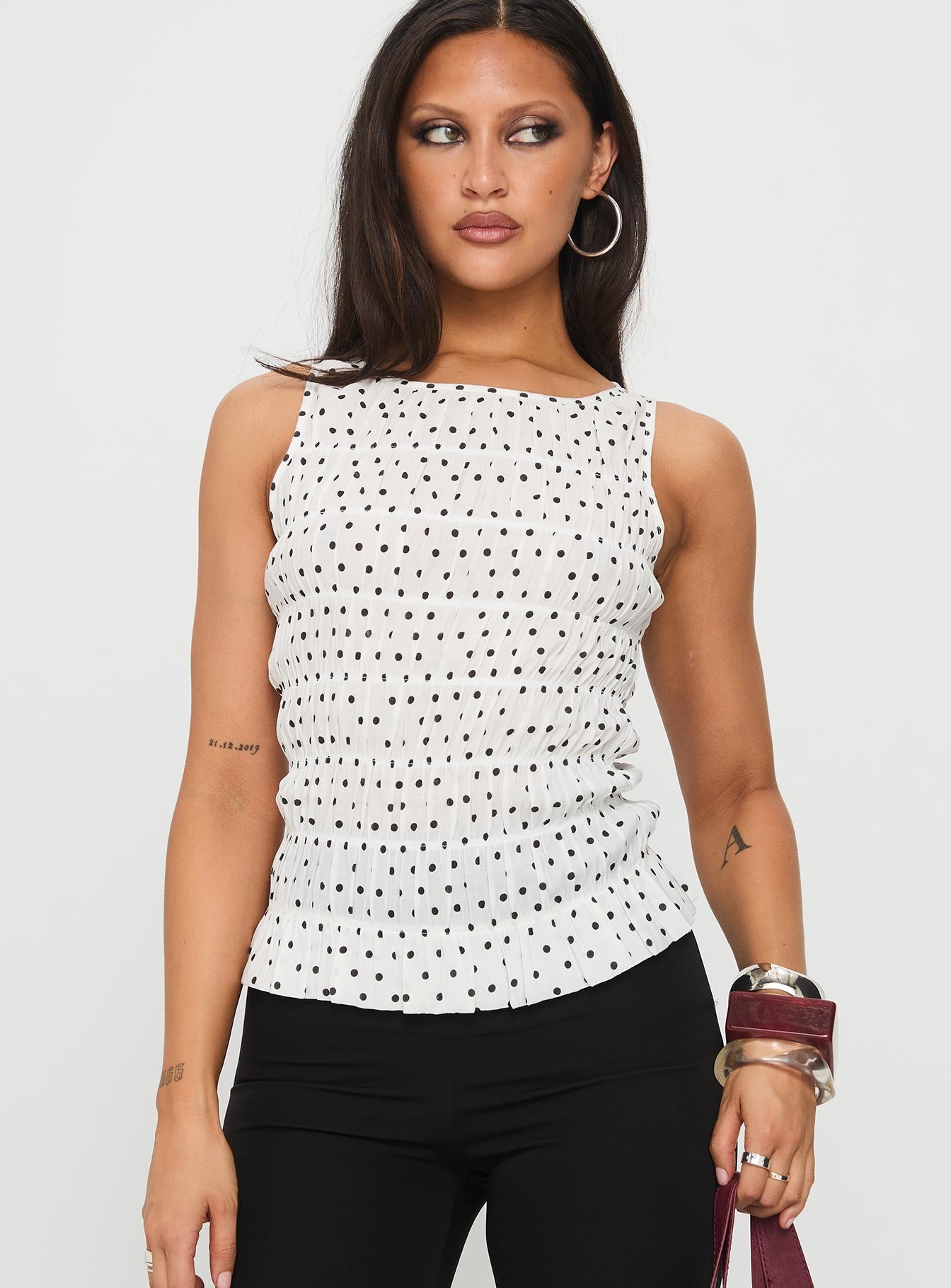 Marleene Shirred Top White