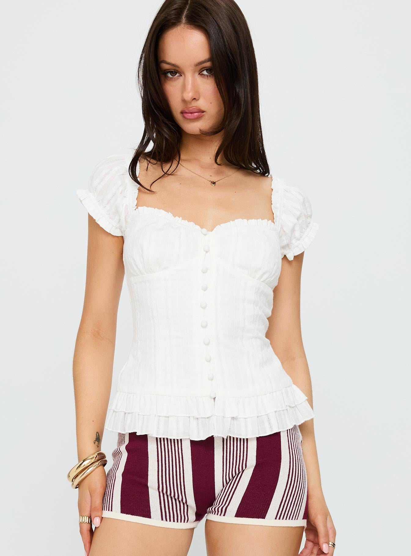 Suiter Frill Detail Top White