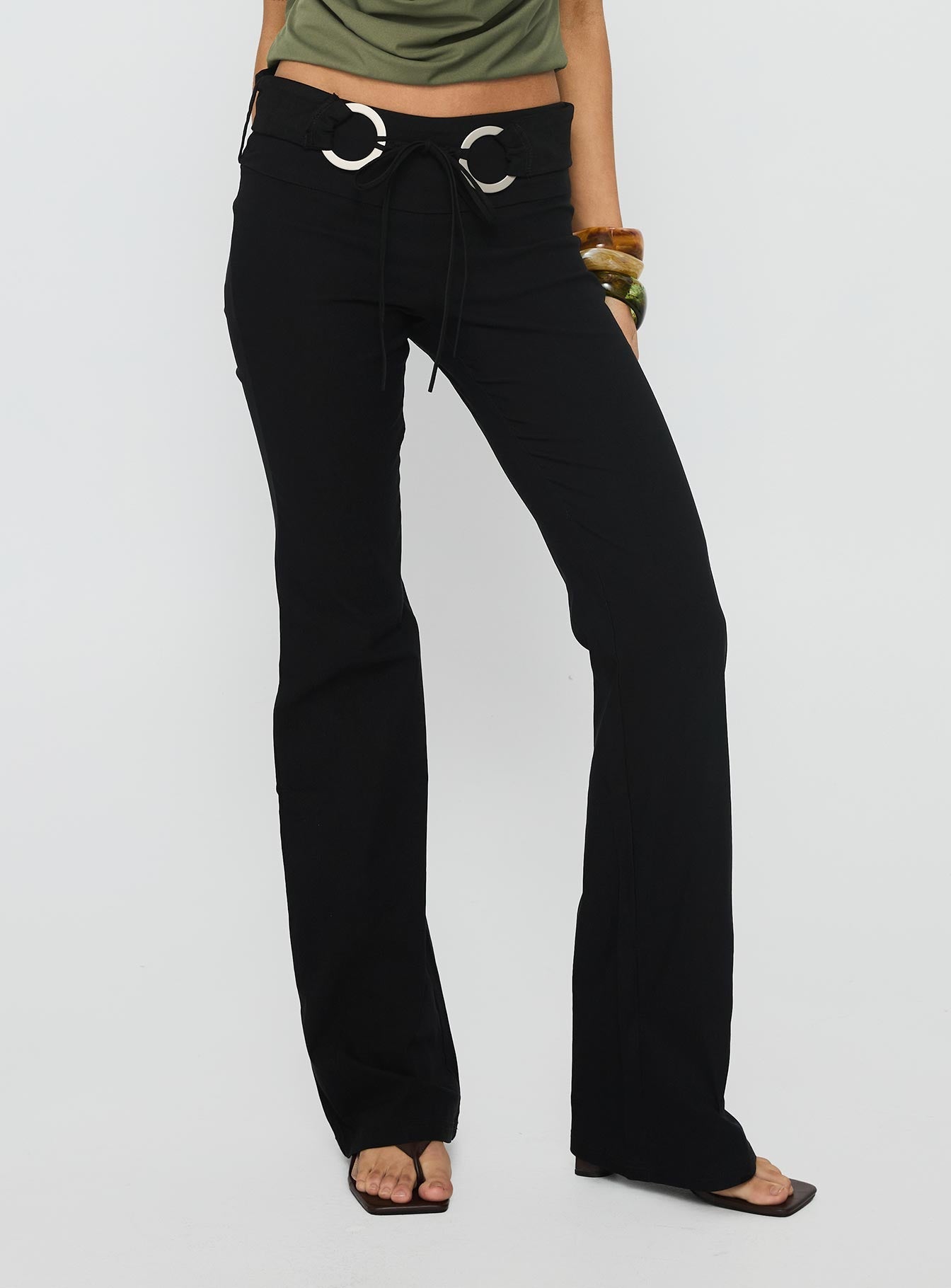 Twinflame Low Rise Hardware Pants Black