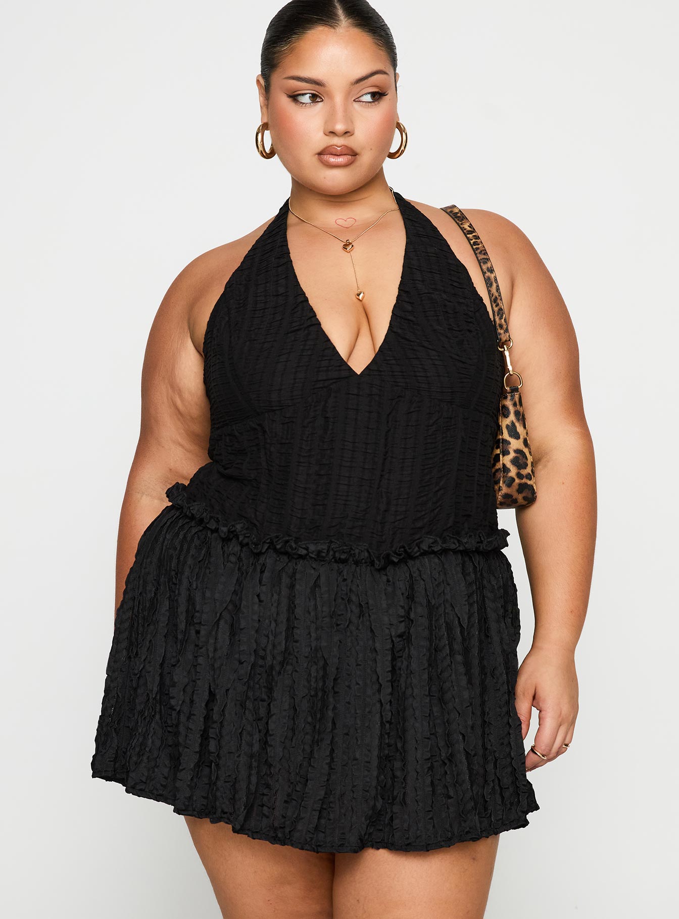 Mixie Halter Romper Black Curve
