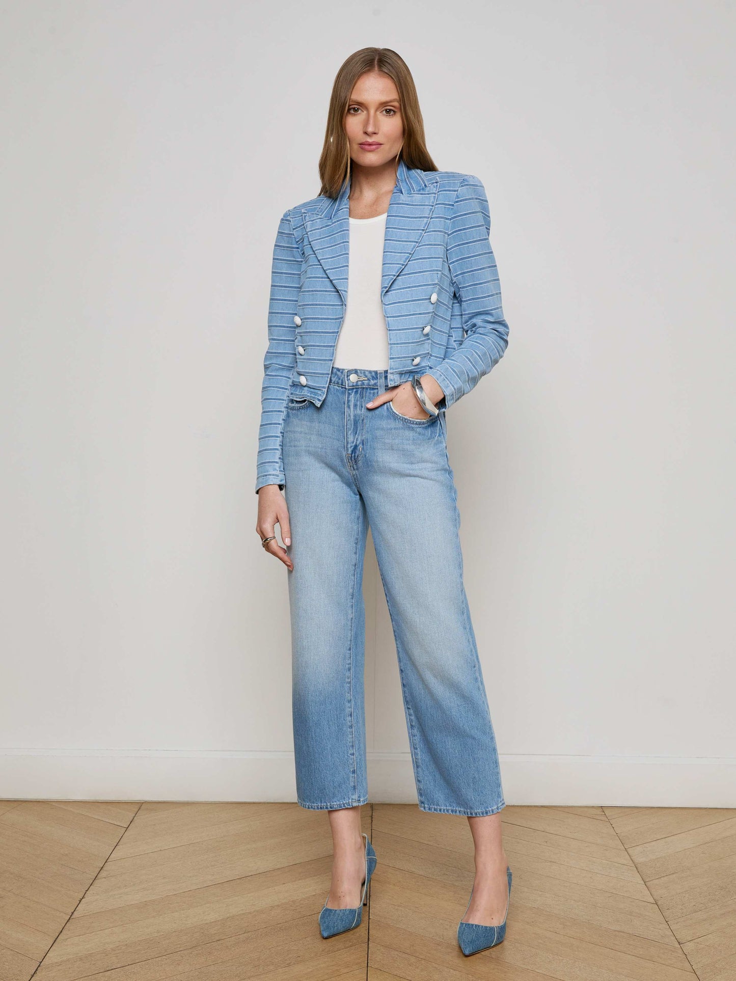 Dolly Striped Denim Blazer