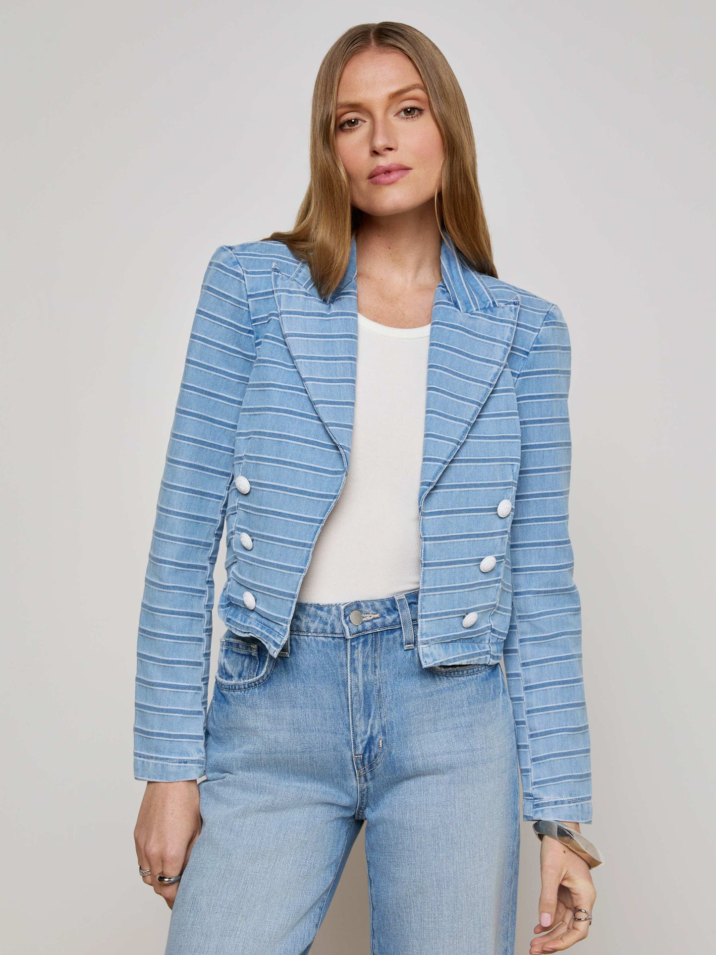 Dolly Striped Denim Blazer