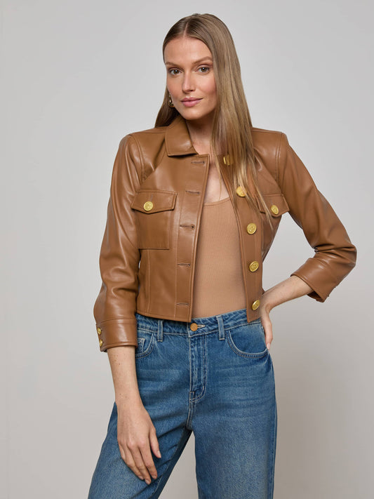 Kumi Cropped Leather Jacket