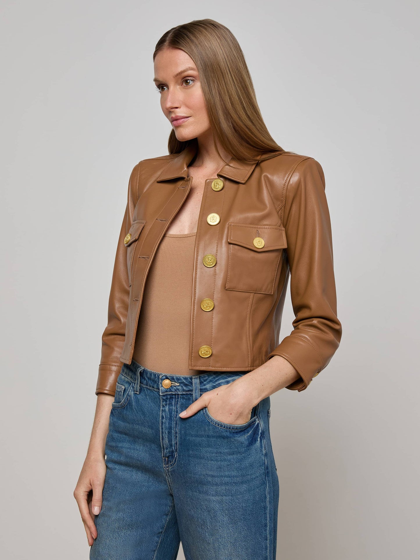 Kumi Cropped Leather Jacket