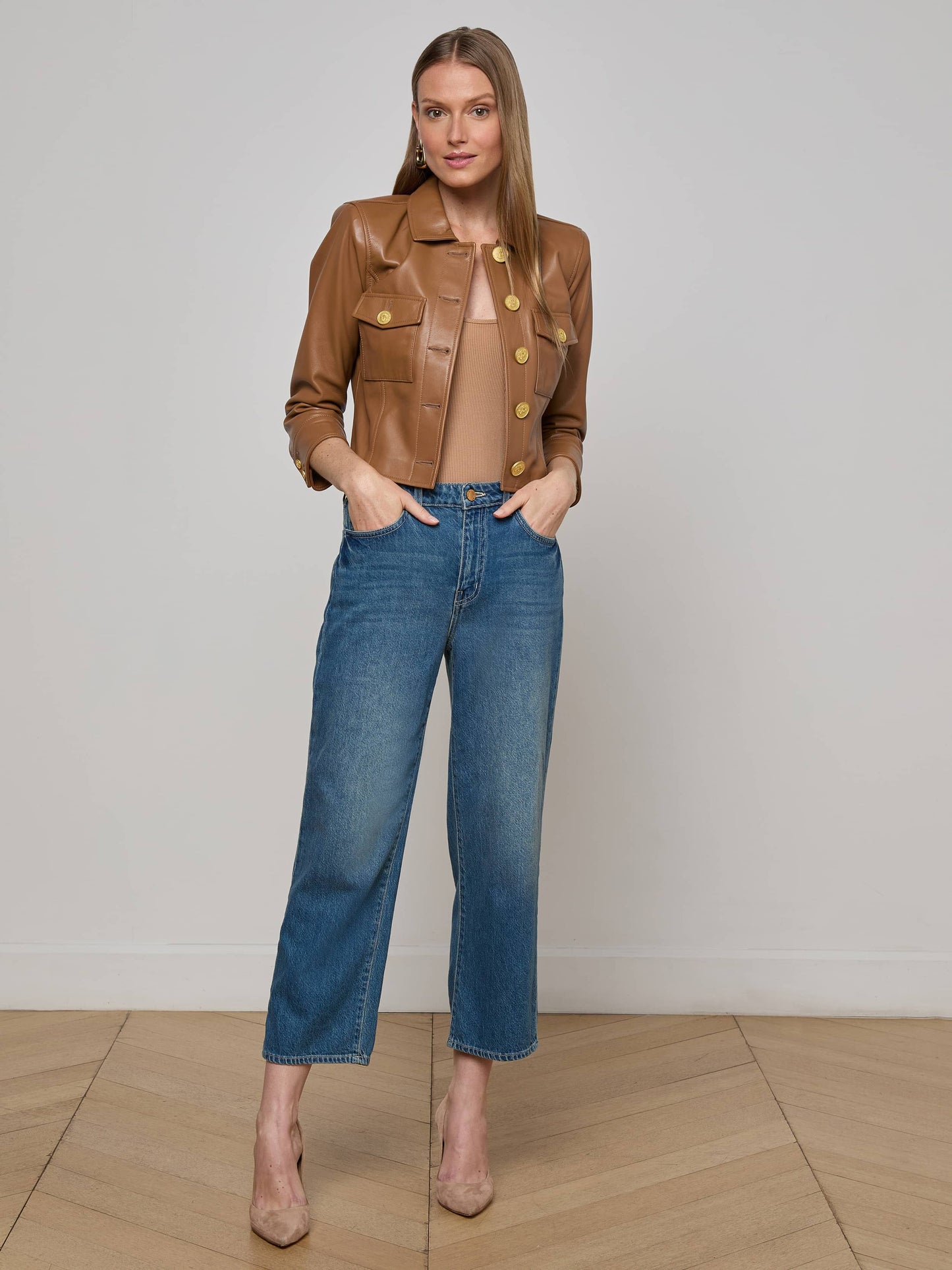 Kumi Cropped Leather Jacket