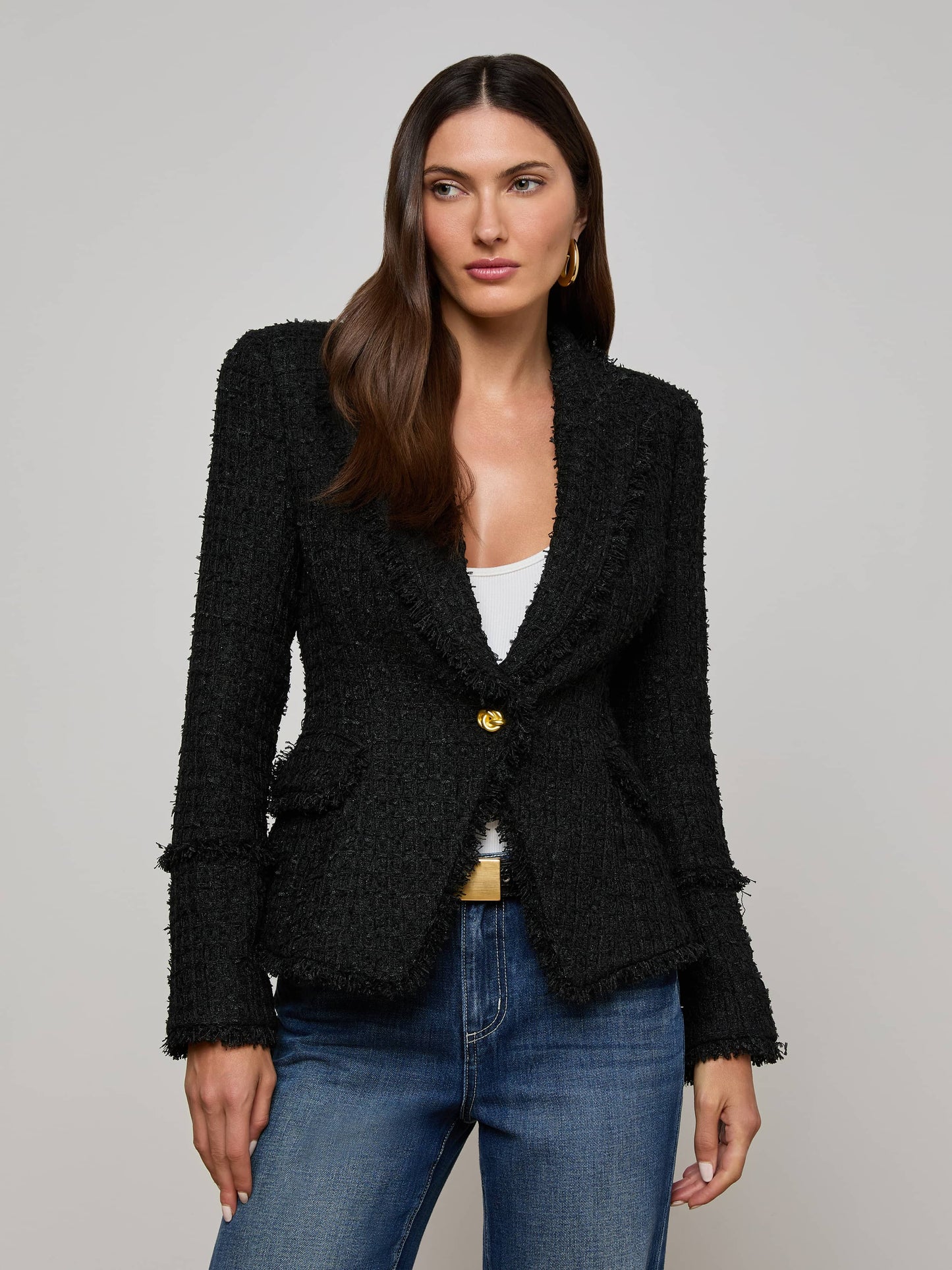 Kaisley Frayed Trim Blazer