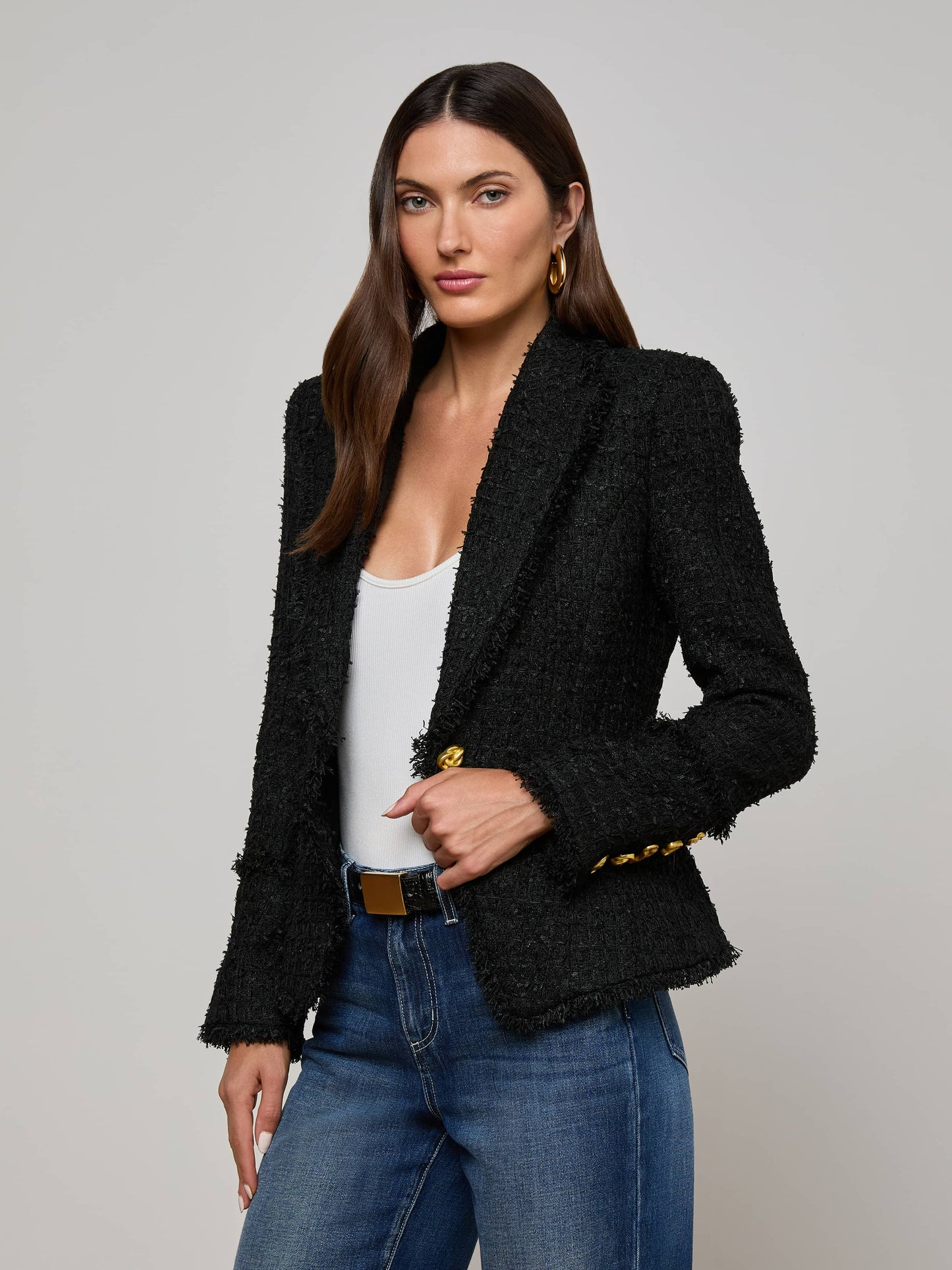 Kaisley Frayed Trim Blazer