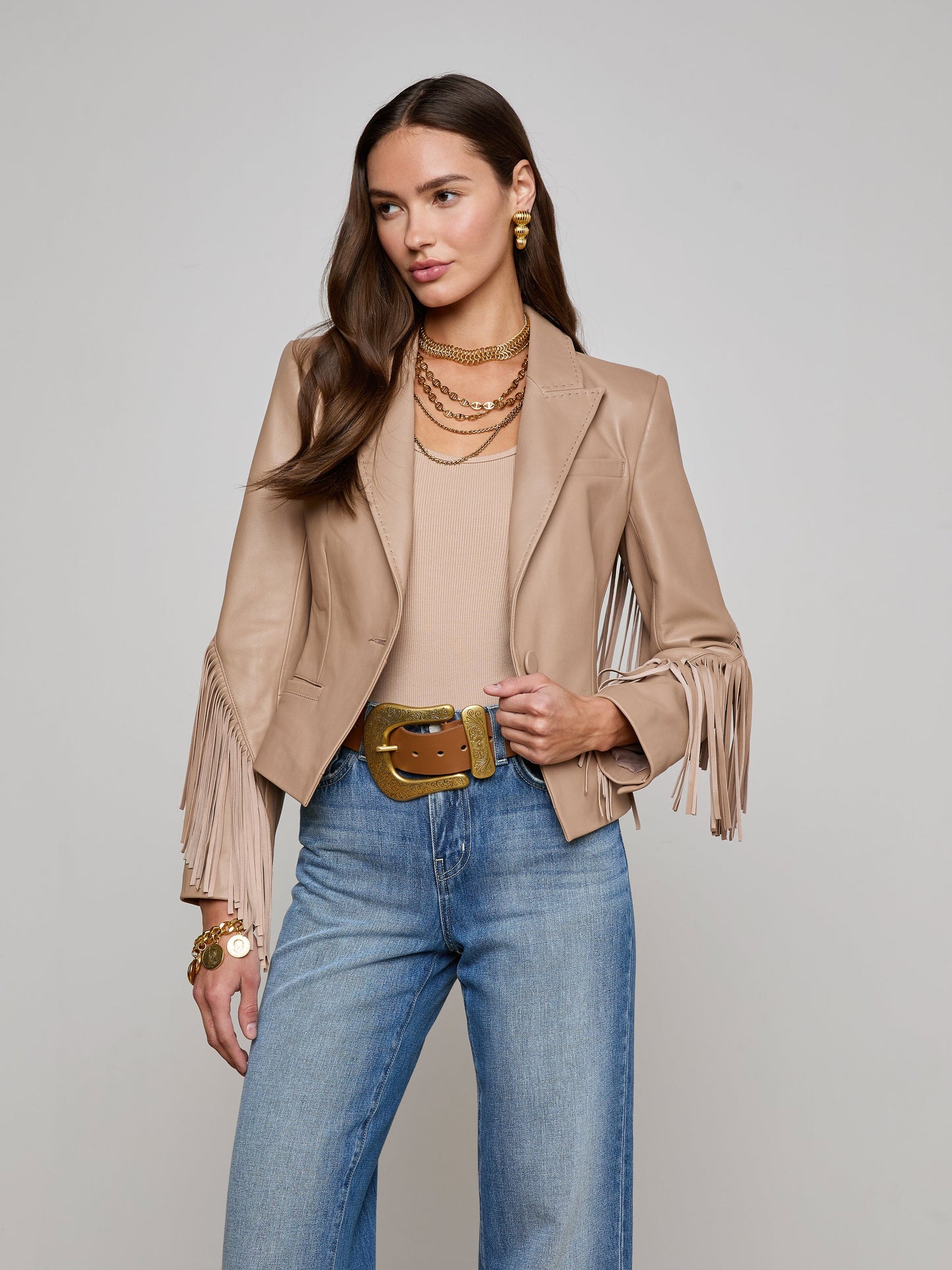 Vashti Fringed Leather Blazer