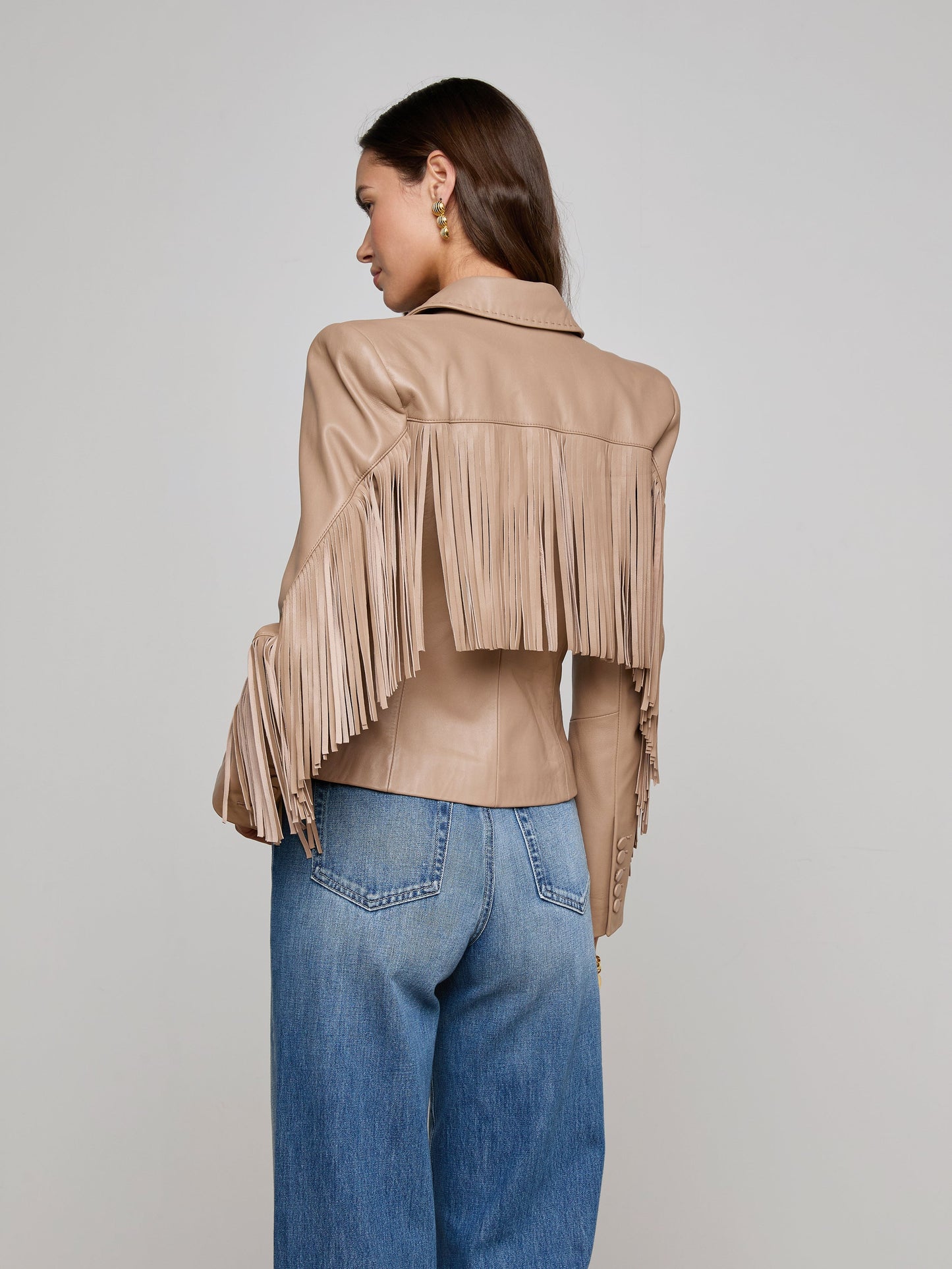 Vashti Fringed Leather Blazer