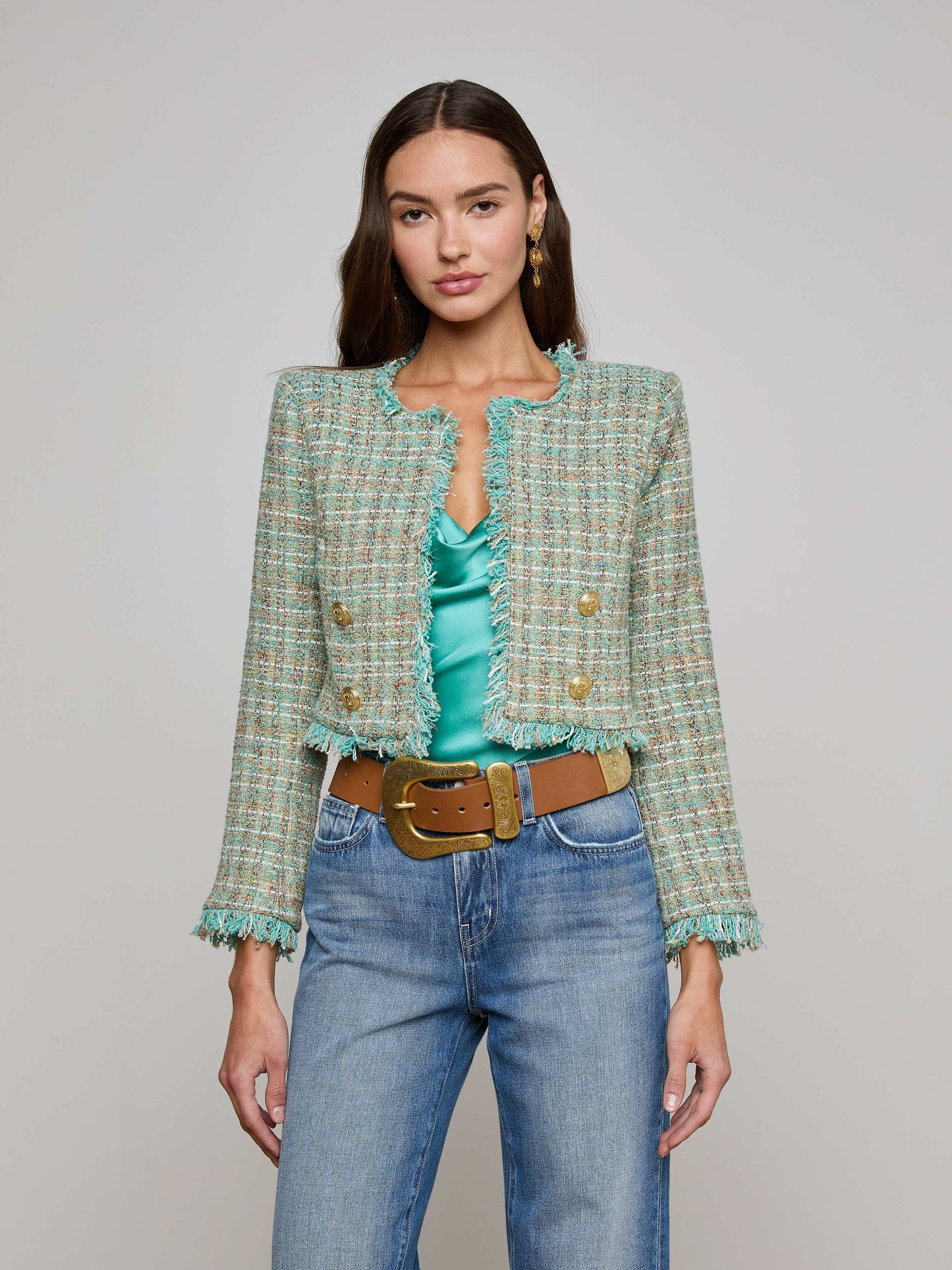 Clydie Cropped Tweed Jacket