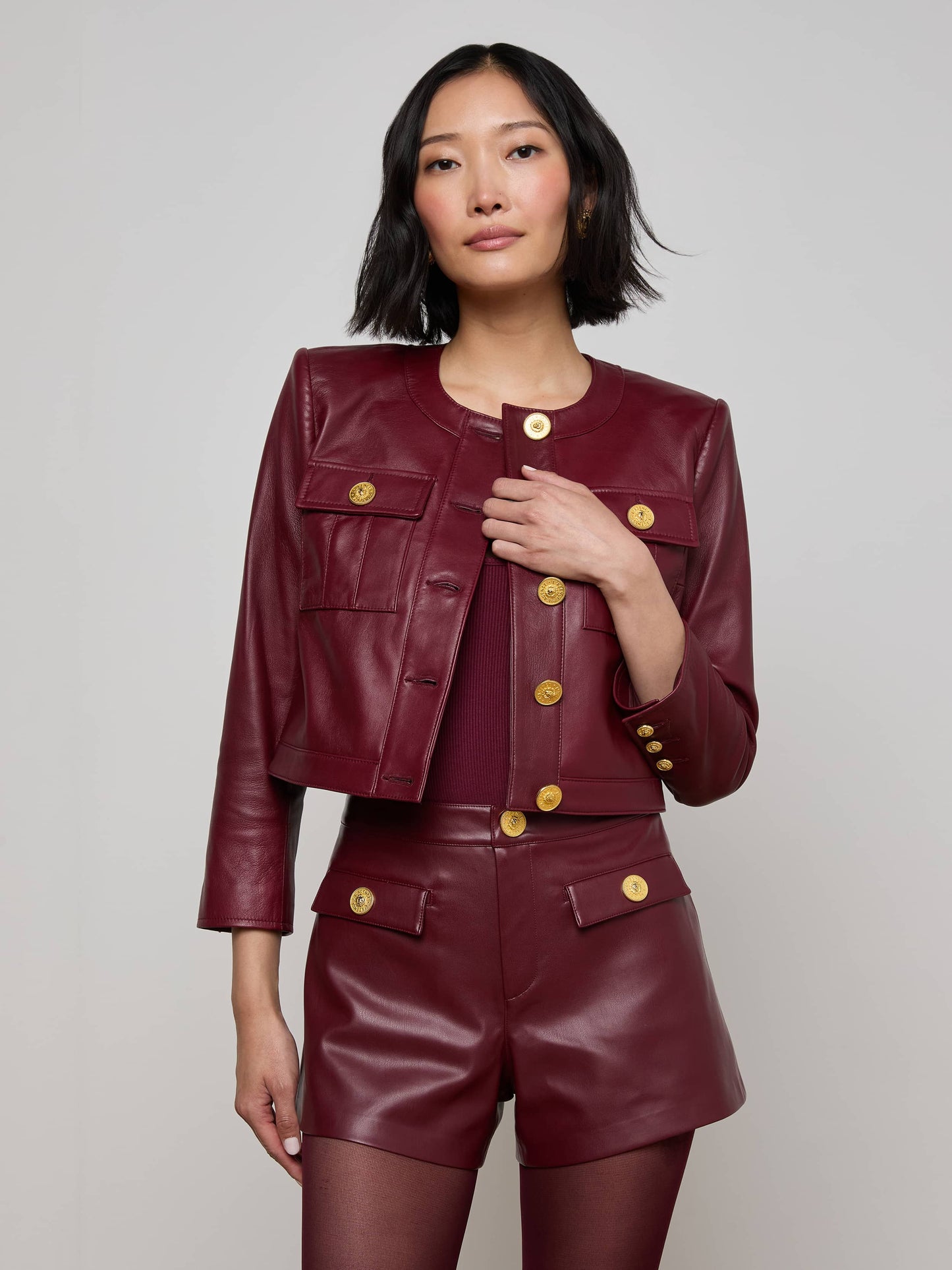 Deidra Cropped Leather Jacket
