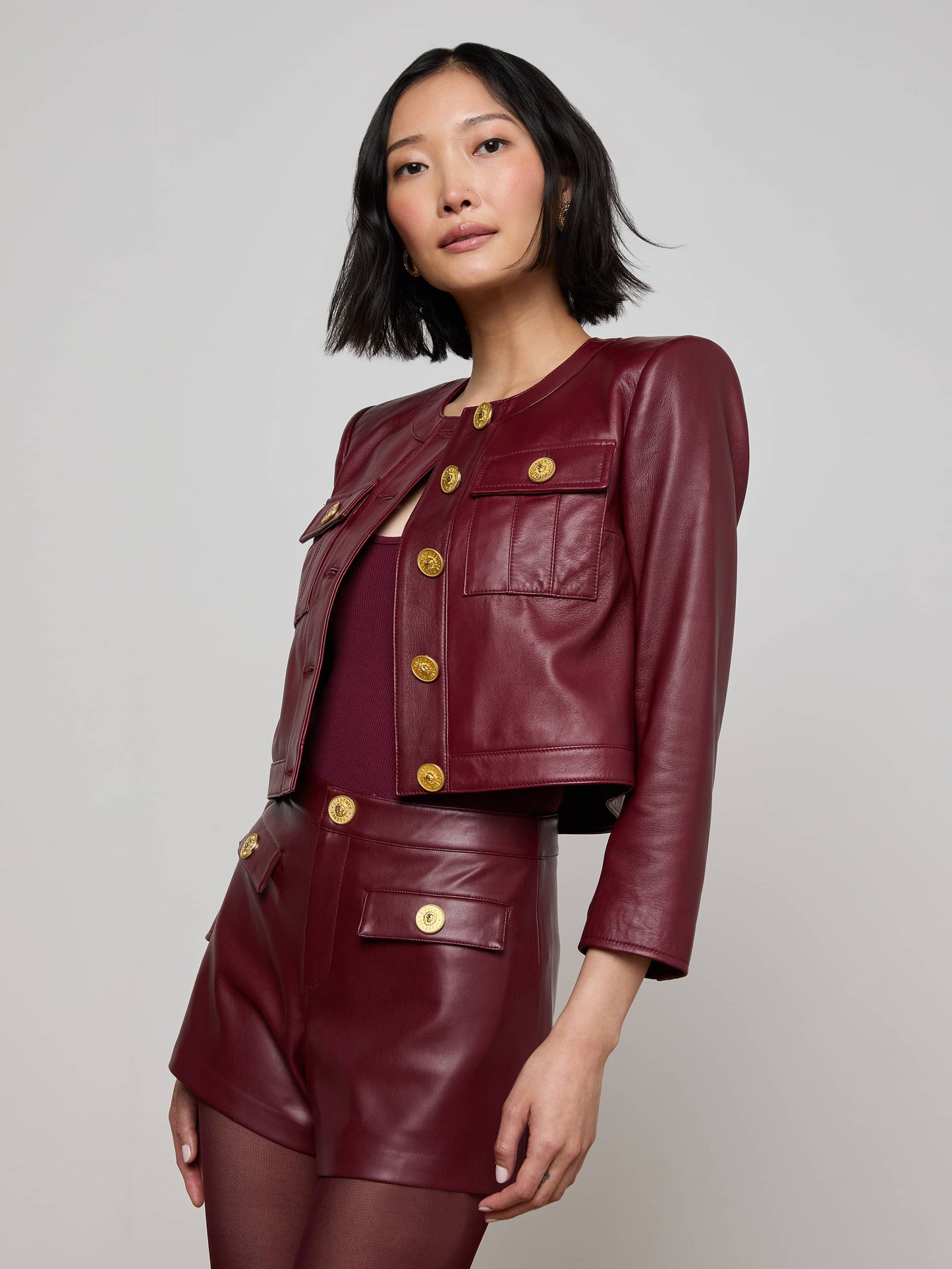 Deidra Cropped Leather Jacket