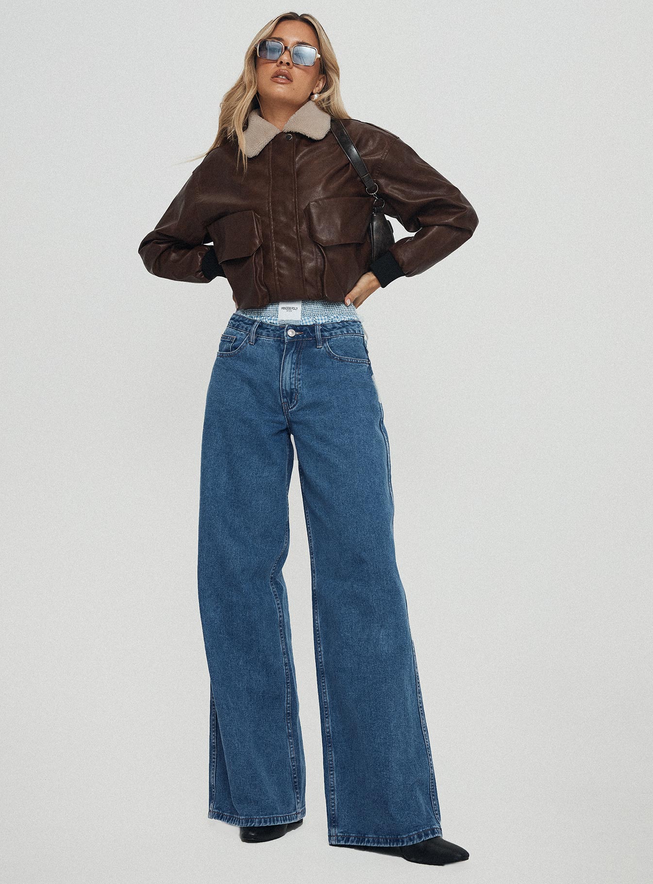 Ramos Low Rise Wide Leg Jeans Mid Blue Wash