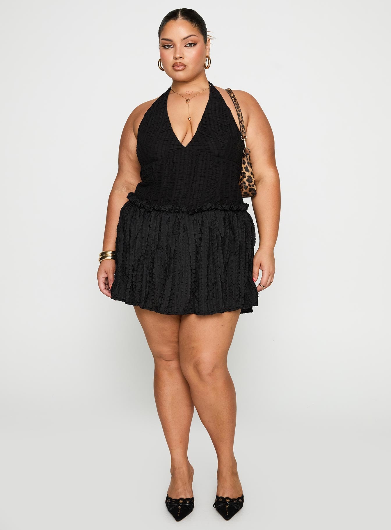 Mixie Halter Romper Black Curve
