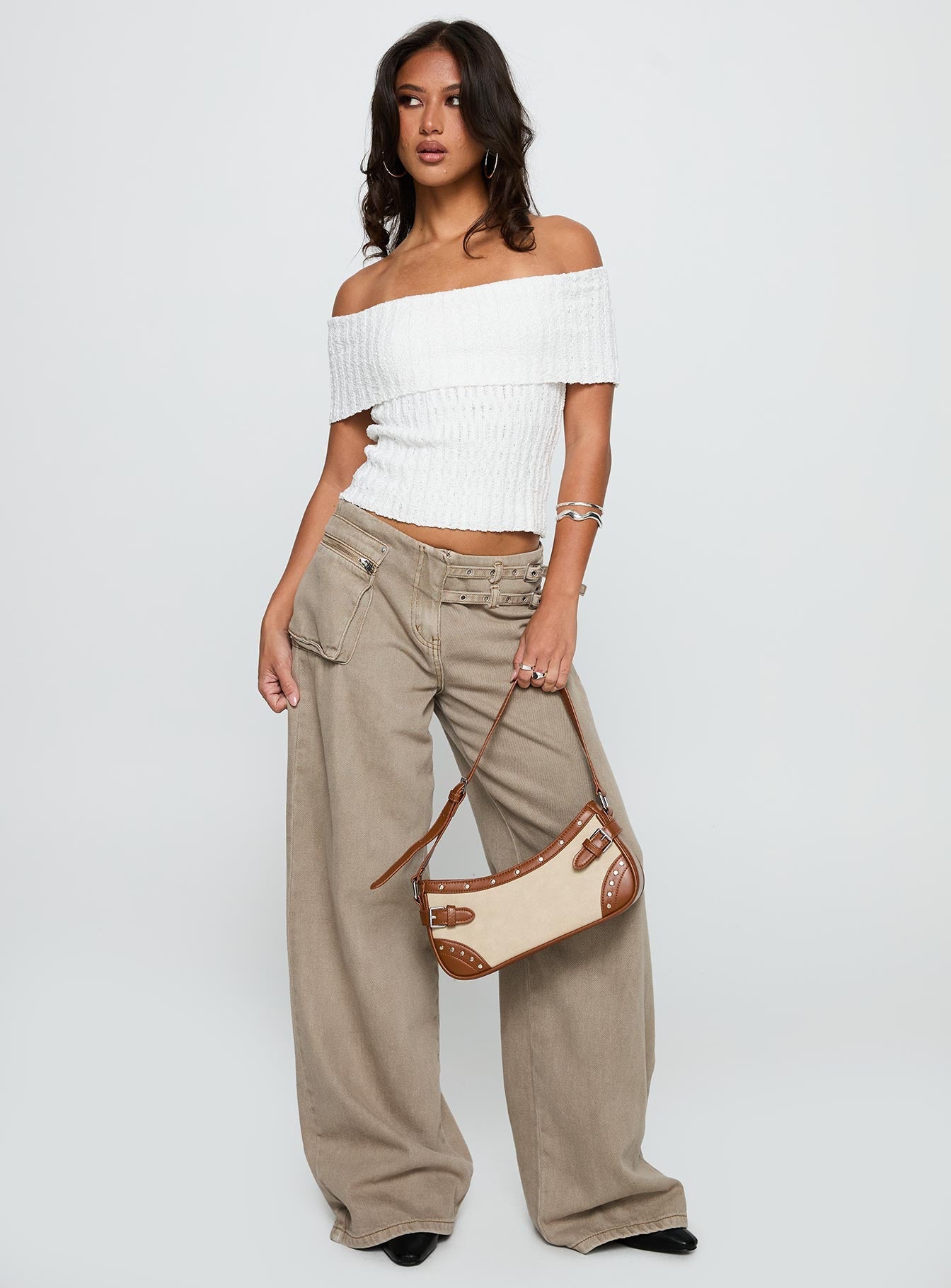 Murmur Off Shoulder Top White