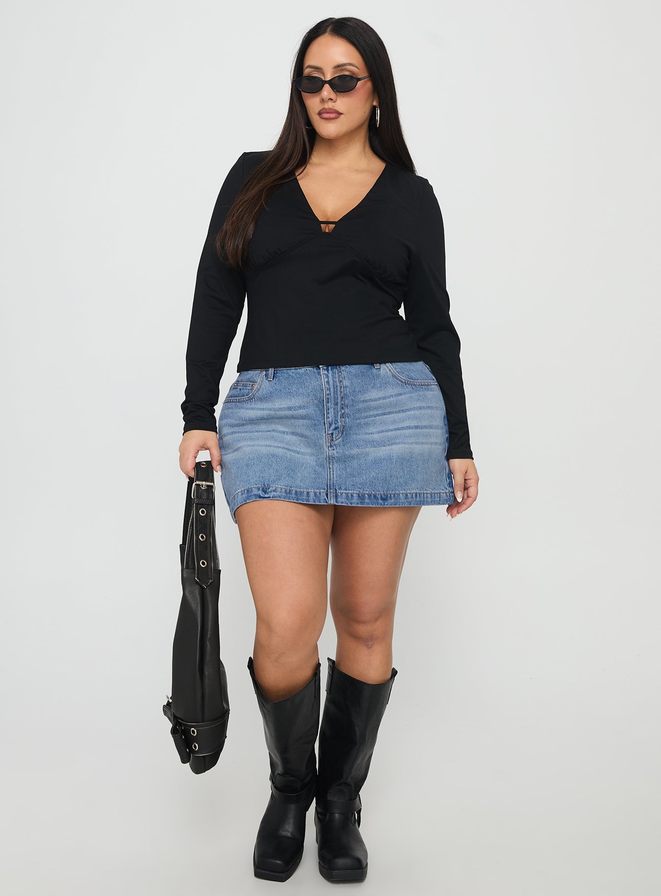 Fossils Denim Mini Skirt Blue Curve