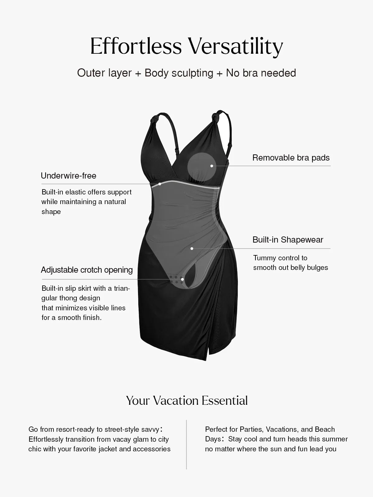 Shapewear Sculpting Side Slit Mini Dress