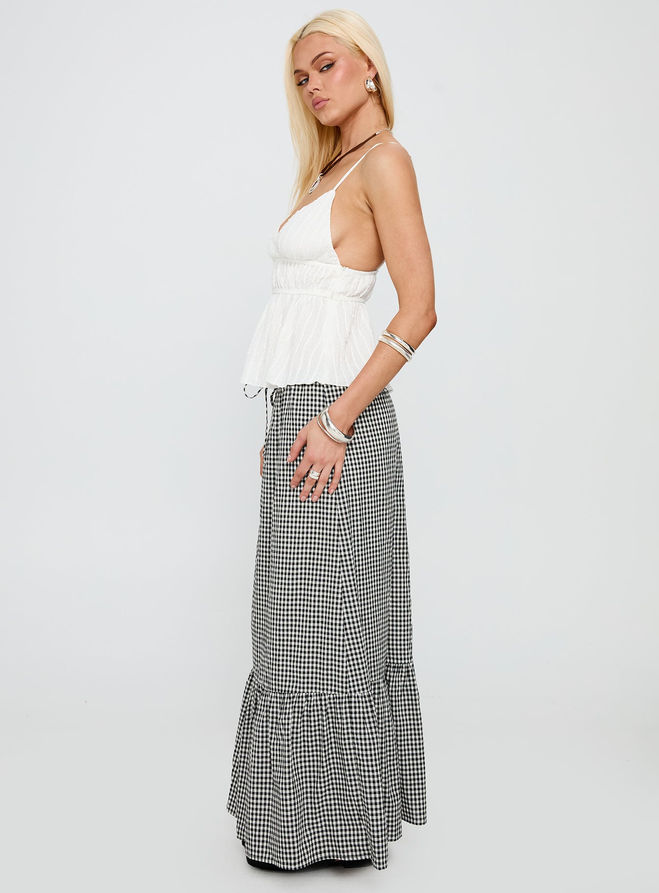 Modern Girl Maxi Skirt Black / White Gingham