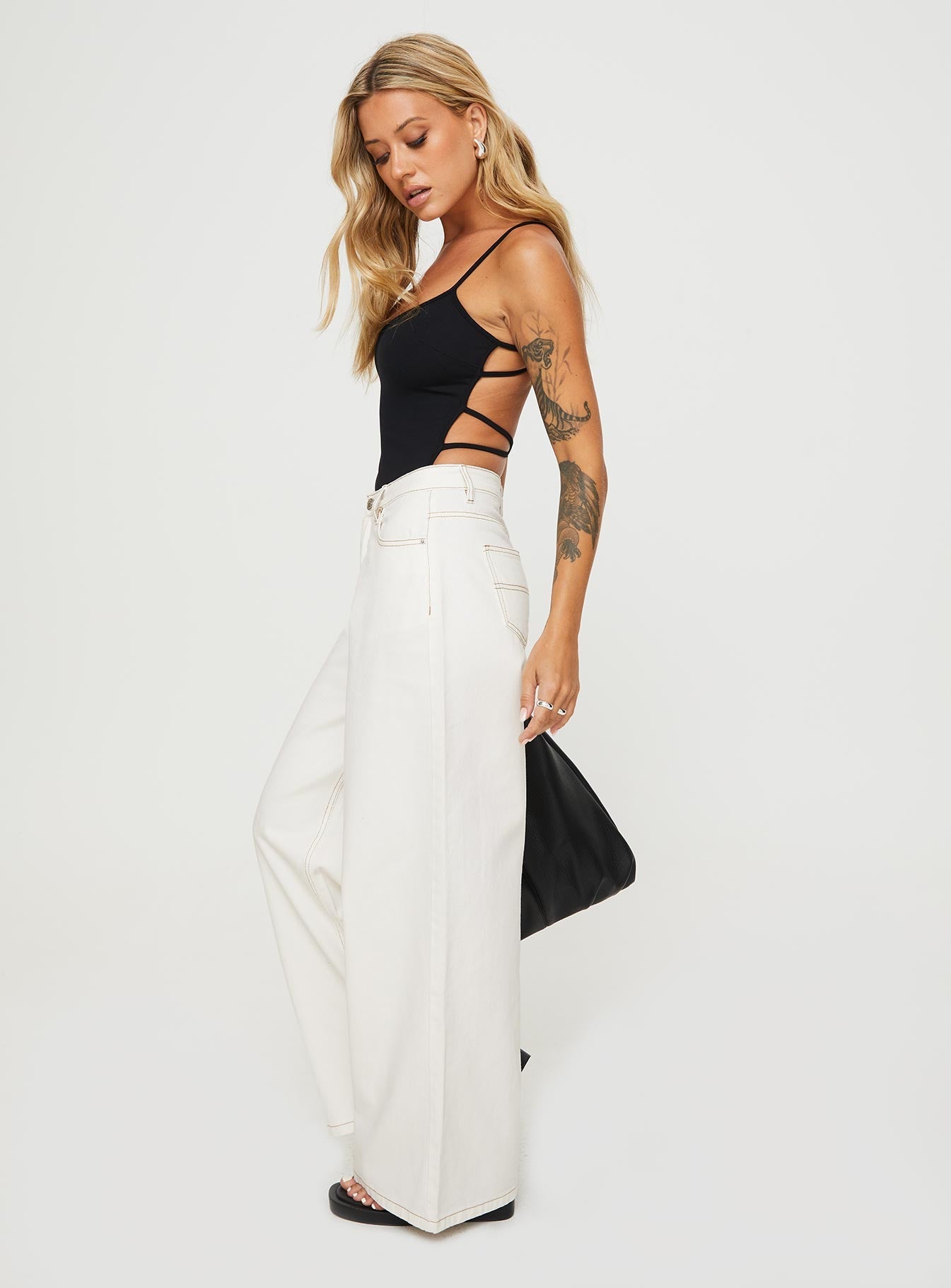 Naylor Wide Leg Jeans Cream Tall