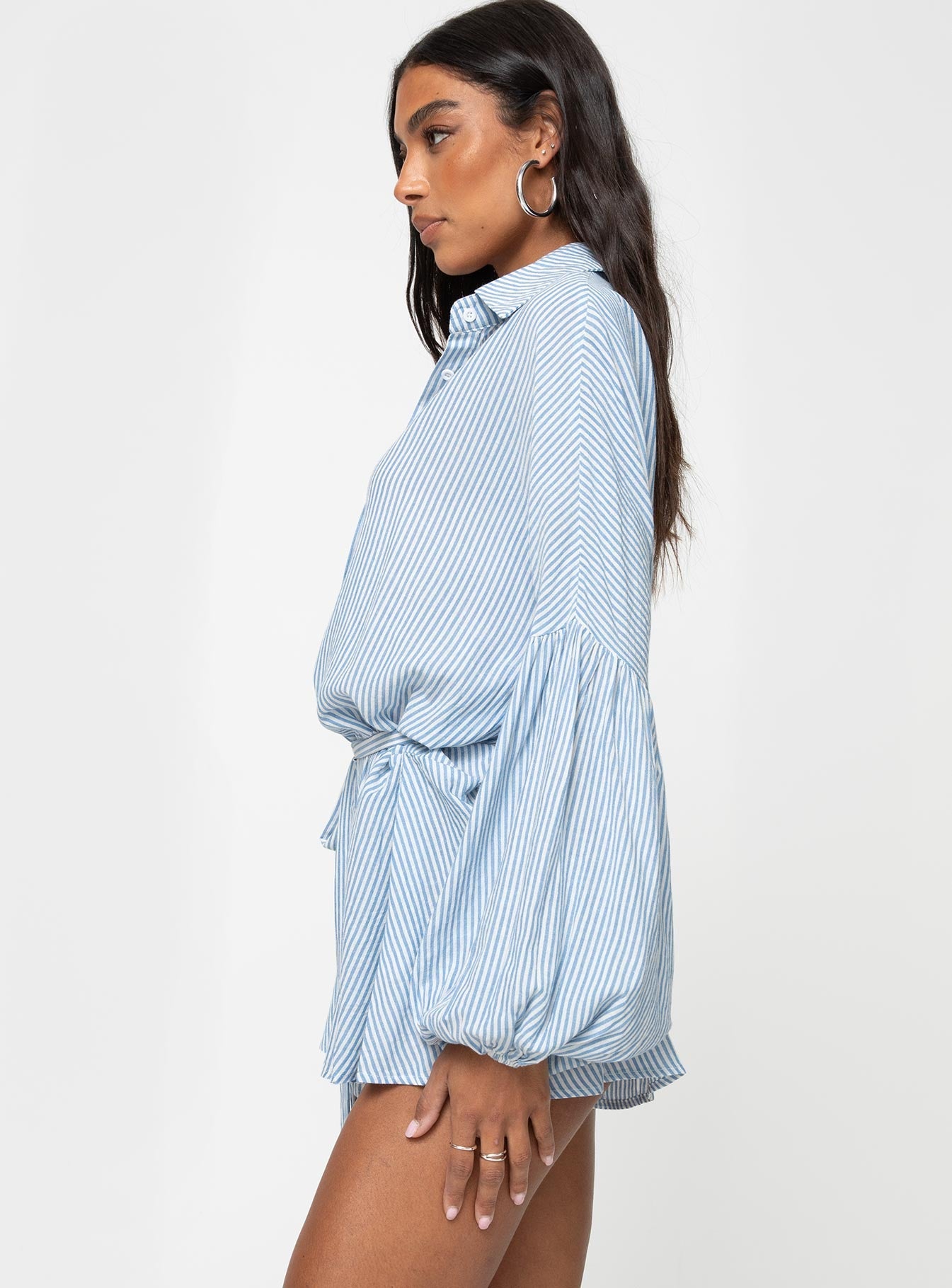Megz Long Sleeve Romper Blue