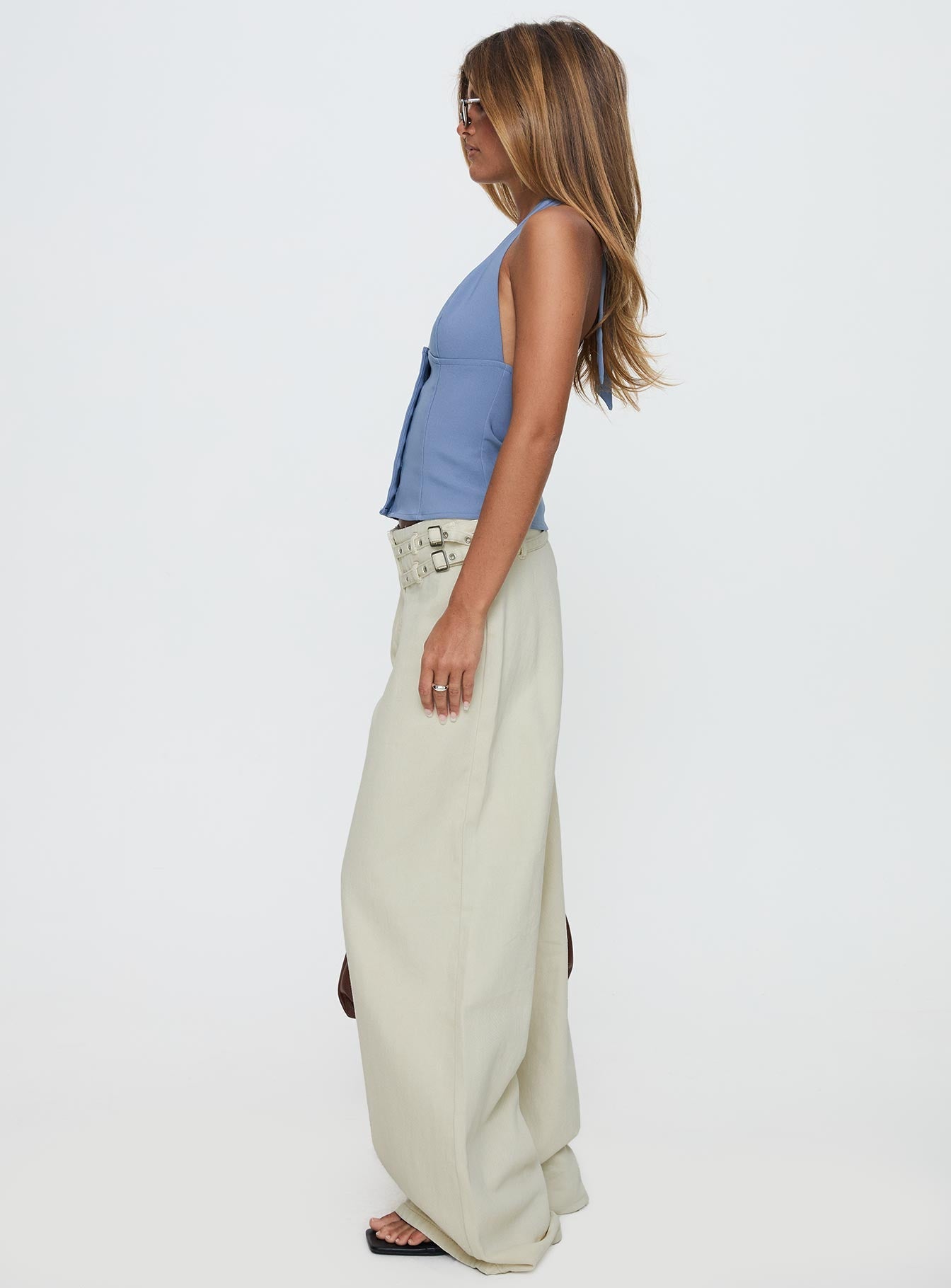 Paltrow Mid Rise Wide Leg Cargo Jeans Cream