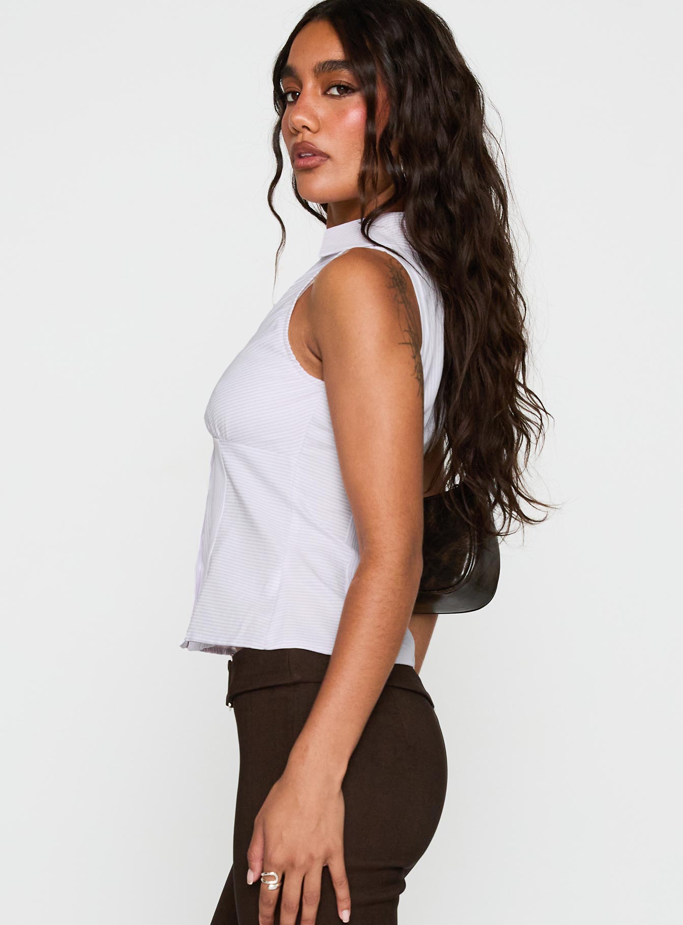 Mark On Me Sleeveless Top Purple Stripe