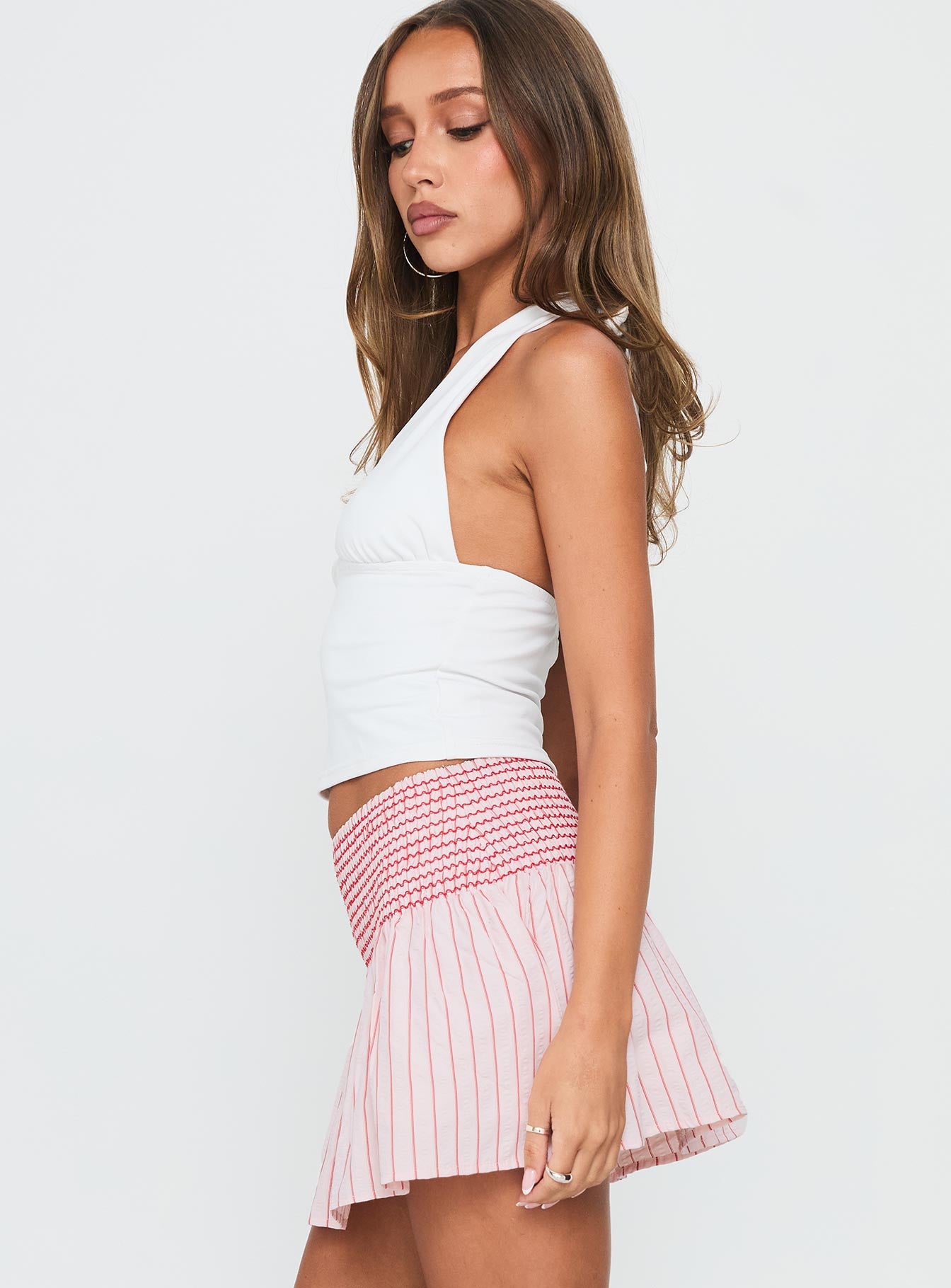Lilypilly Shirred Mini Skirt Pink Multi