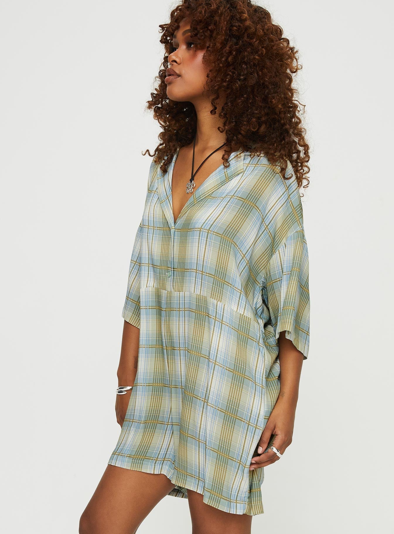 Caraliia Romper Green/Blue Check