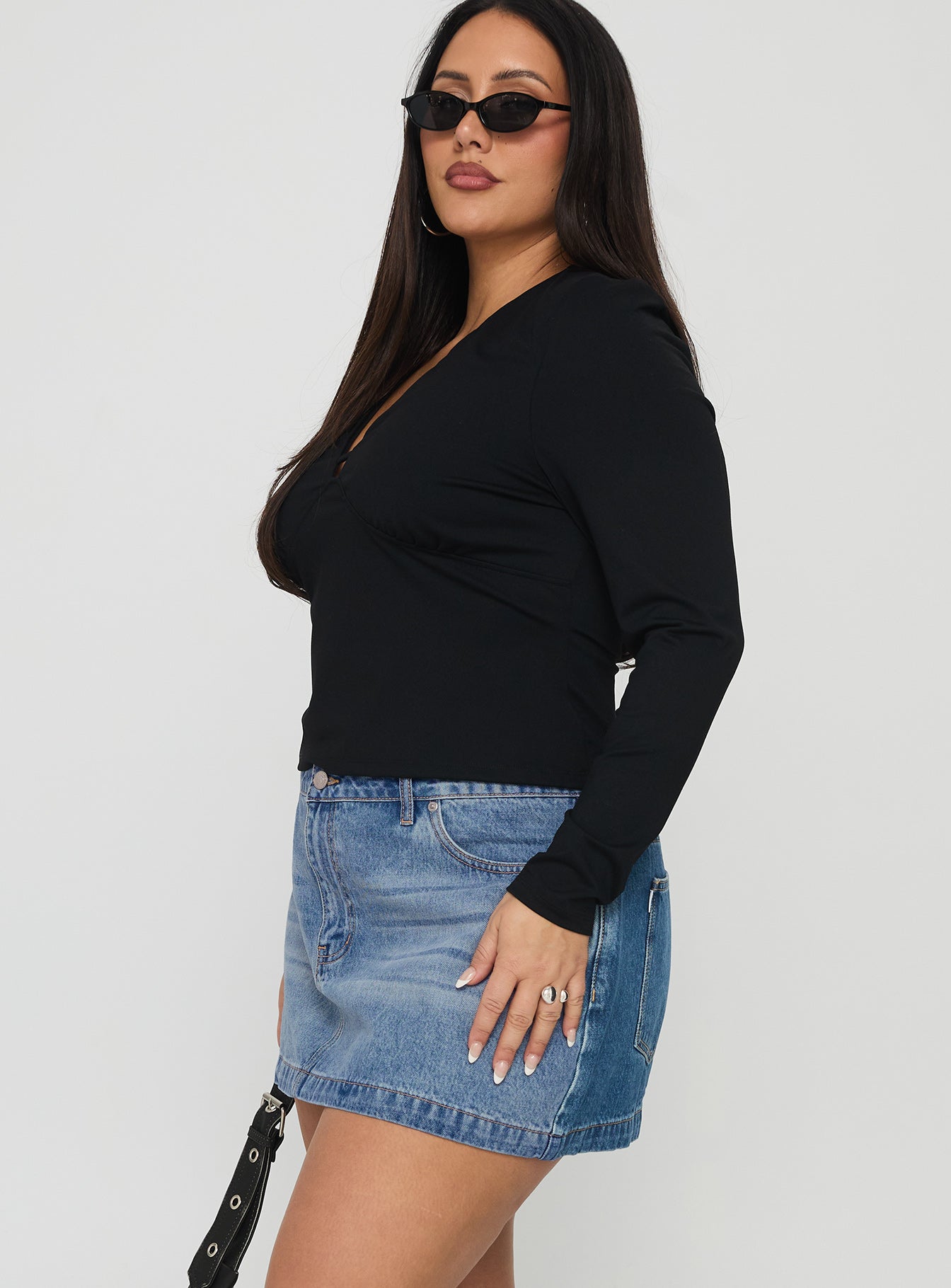 Fossils Denim Mini Skirt Blue Curve