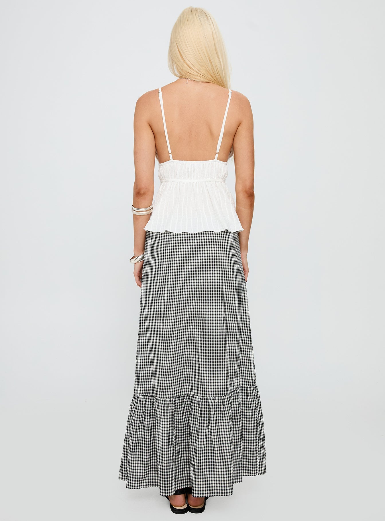 Modern Girl Maxi Skirt Black / White Gingham