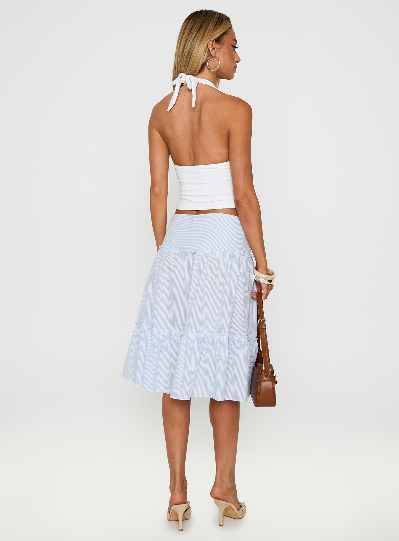Cascades Low Rise Midi Skirt Blue / White Stripe