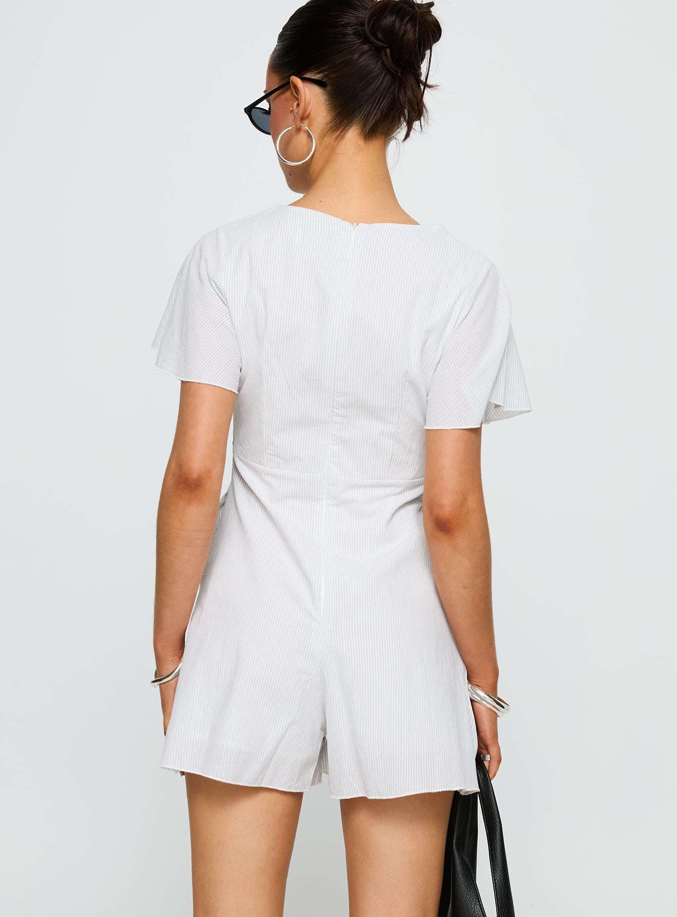 Full Of Strangers Playsuit White Stripe
