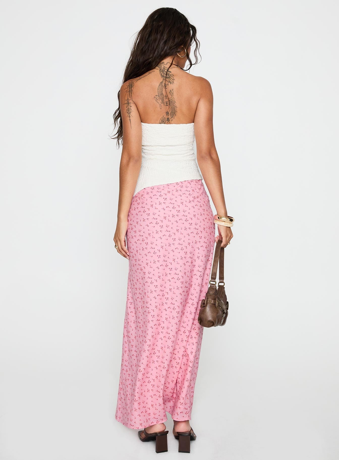 Gorgina Tie Maxi Skirt Pink Multi