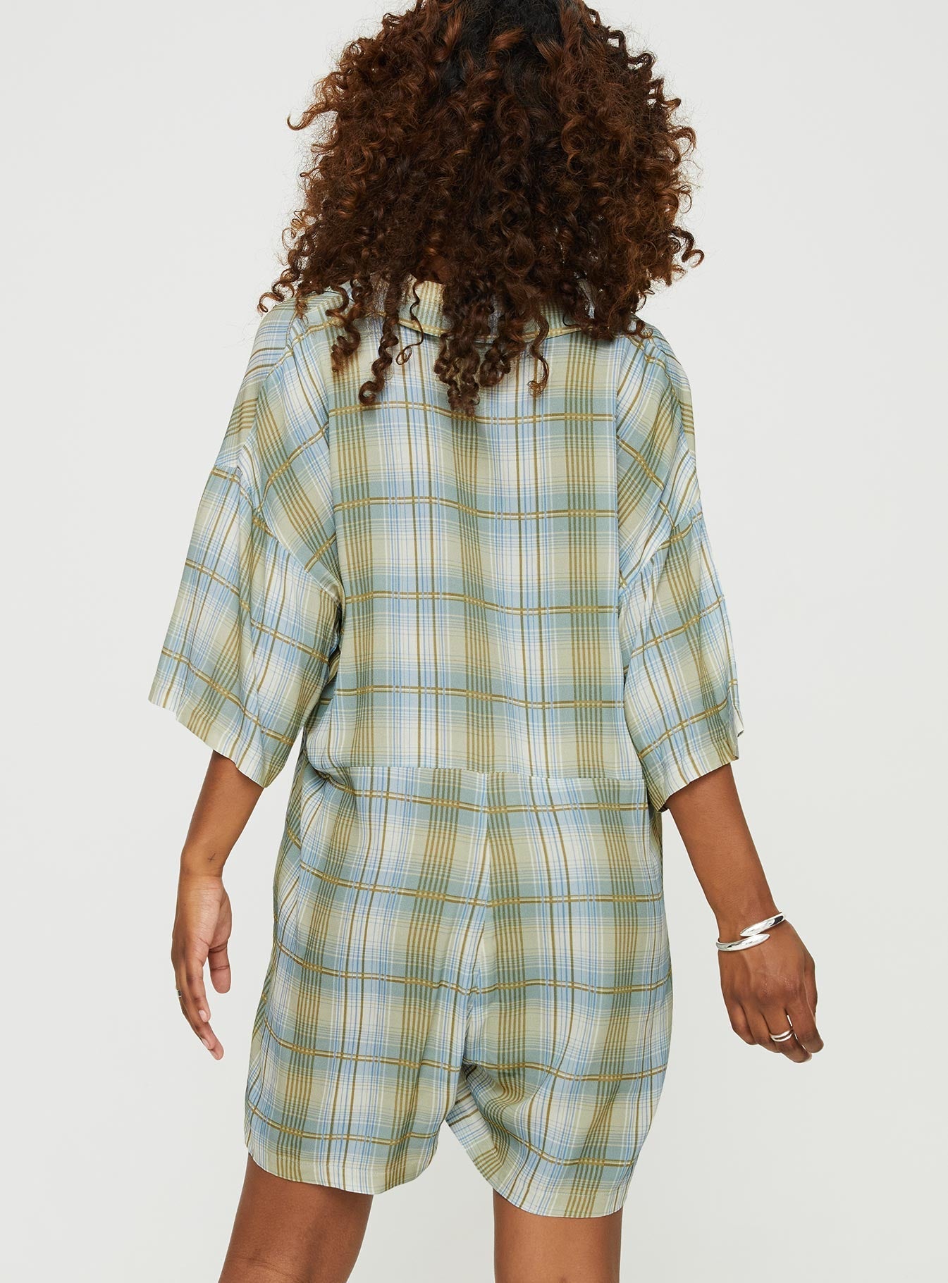 Caraliia Romper Green/Blue Check